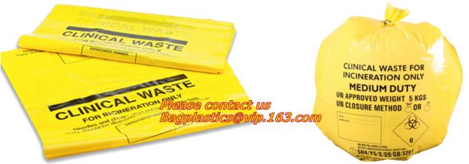 Yellow Self Seal Disposable Bag Biohazard,vomit,soiled waste,incinerating bag 