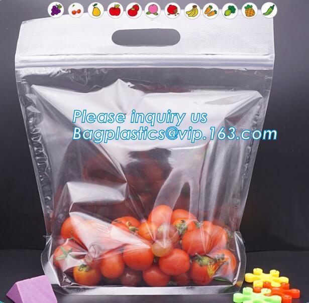 breathable opp cellophane plastic fresh vegetables packaging bag, vegetable fresh keeping freezer bag, reusable zipper s