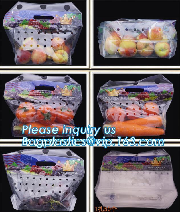 breathable opp cellophane plastic fresh vegetables packaging bag, vegetable fresh keeping freezer bag, reusable zipper s