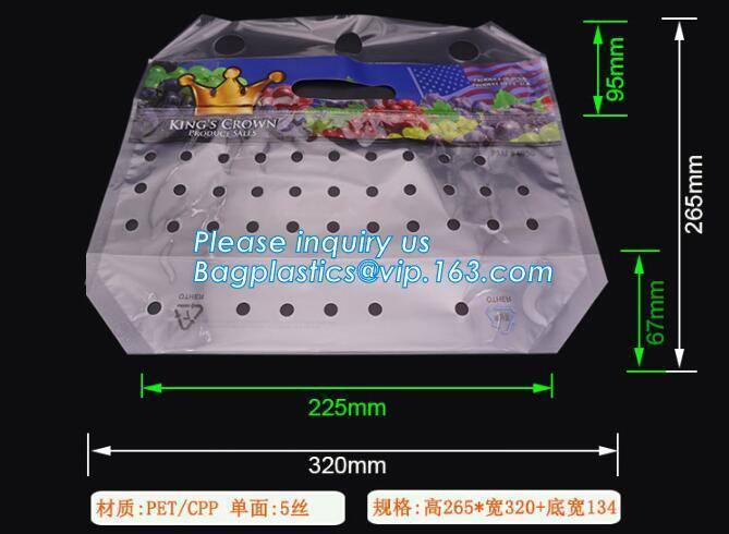 breathable opp cellophane plastic fresh vegetables packaging bag, vegetable fresh keeping freezer bag, reusable zipper s