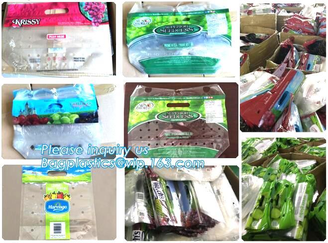 breathable opp cellophane plastic fresh vegetables packaging bag, vegetable fresh keeping freezer bag, reusable zipper s