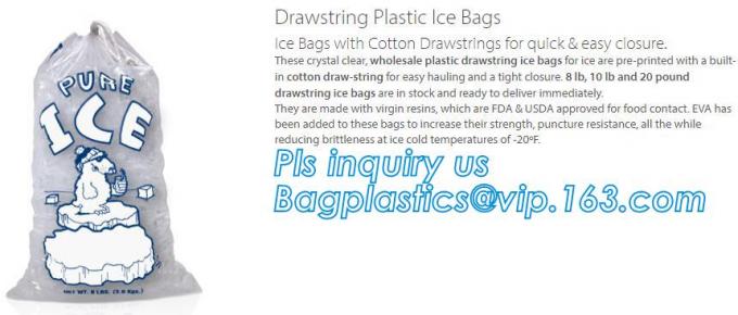 LDPE ice cubes packing carry out bags, insulated dry cold ice bag/Transparent LDPE Wicket bag, ice cube bags, BAGEASE
