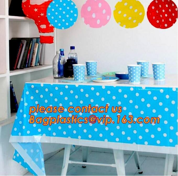 Polka Dots Banquet Plastic Tablecloths Table Cover Wedding Party Decorations, plastic oval table tablecloth PVC waterpro