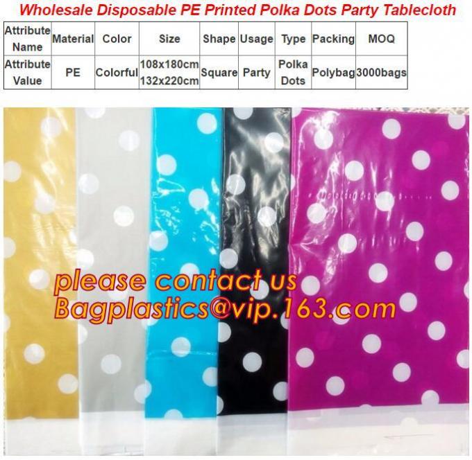 Polka Dots Banquet Plastic Tablecloths Table Cover Wedding Party Decorations, plastic oval table tablecloth PVC waterpro