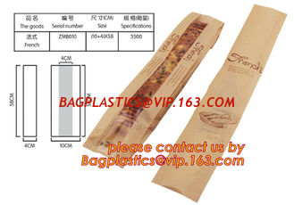 China Clear Window bleached kraft paper bag bread bag, paper kraft bag, French Baguette bread paper bag, Long Size Toast Bags, supplier