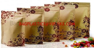 China 100% Food Grade Customized Recyclable Eco Zipper Eight Side Sealed Biodegradable Paper Bag For Food Packing, Brown kraft supplier