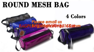 China Custom cotton printed plastic waterproof pencil bag PVC pencil case with zipper, round mesh bags, supplier