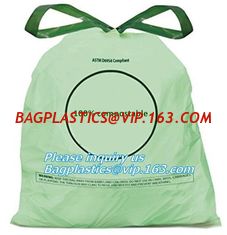 China drawstring 100% eco friendly direct manufacturing factory compostable garbage bags on roll, Sealing &amp; Handle and Customi supplier