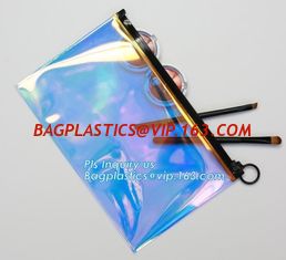 China pencil case zipper slider travel cosmet bag, slider zipper clear transparent pvc packaging cosmetic bag, slider lock zip supplier