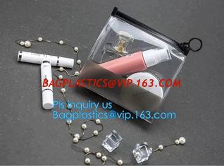 China reusable premium quality slider zipper cosmetic toothbrush pvc bags, Custom logo pvc frosted vinyl slider zipper bag supplier