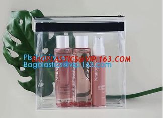 China Slider Zipper Packing hologram pvc plastic storage cosmetic bag, 200 micron transparent clear PVC slider zipper bag, mat supplier