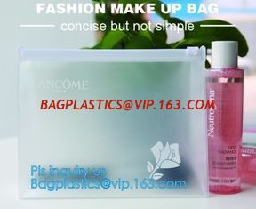 China Eco-friendly Red Clear Slider Zipper PVC Cosmetic Make Up Bikini Bag, pvc zipper lock slider bag supplier