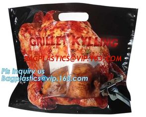 China Aluminum foil vacuum frozen roast chicken packaging bag, chicken packaging bag with punch handle, PET chicken oven bag supplier