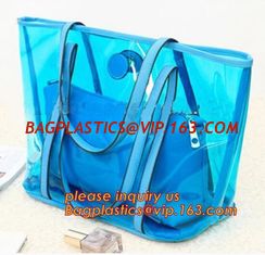 China Large Clear Tote Bags PVC Beach Lash Package Tote Shoulder Bag with Interior Pocket, beach lash package tote supplier