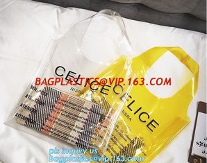 China printed handle pvc bag pvc plastic bag, Stand up gift wine bottle packing recyclable PVC loop handle plastic bag, top se supplier