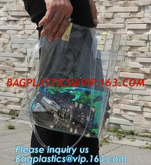China fashional pvc lcear plastic shoulder display shopping bag, Portable Clothing Storage Shopping Bag, Women Fashionable Tra supplier