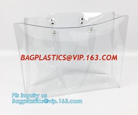 China Tote Bags PVC Beach Lash Package Tote Shoulder Bag with Interior Pocket, Waterproof Semi-clear Tote Bags Stripe PVC Shou supplier