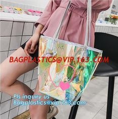 China popular bench shoulder bag transparent pvc bag, PVC Tote Bag Shoulder Handbag Transparent PVC Beach Bag, casual beach ba supplier