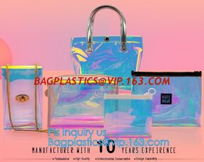 China Elegant Transparent Handbags Shoulder Tote PVC Beach Bags for women with Zipper, Vinyl Transparent PVC Shoulder Bag With supplier