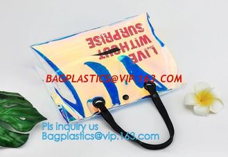 China tote pvc stadium ladies bags handbag, bucket bags pvc transparent bags women handbags, laser shopping beach bag hologram supplier