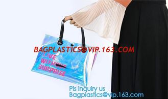 China Fashion Women Clear PVC Vinyl Beach Tote Bags Handbag With Handle, handbag tote bag with inner drawstring bag, CARRY BAG supplier