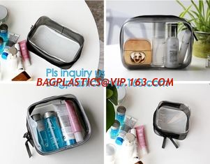 China Promotion reusable clear printed transparent zipping storage cosmetic toiletry pvc makeup bag for travel make up, handle supplier