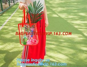 China Shoulder Tote Pouch Clear PVC Beach Bag With Interior Pocket, jelly pvc women big design handbag shoulder sling bag of l supplier