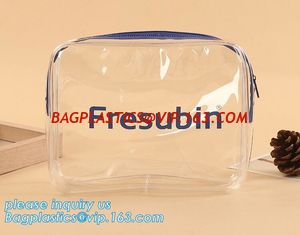 China Soft PVC EVA Clear Plastic Vinyl Cosmetic Packaging Bag with Zipper, makeup pouch transparent PVC clear cosmetic bags supplier