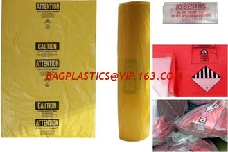 China Wholesale large oversize thicker LDPE asbestos remove bags, disposable biohazard garbage bags, asbestos poly bag, bageas supplier