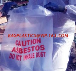 China Asbestos Removal, disposable plastic yellow poly asbestos warning printed burial bags, Asbestos clear plastic packing ju supplier