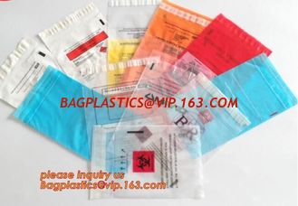 China Laboratory Medical biohazard lab plastic specimen transport bag with double pouches, embossed reclosable biohazard speci supplier