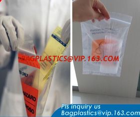 China 8&quot;*10&quot; BIOHAZARD PRINTED SPECIMEN BAGS with tear off line, 3-wall Biohazard Specimen Bags, Laboratory Specimen Transport supplier