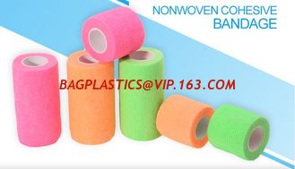 China Delicate colors nonwoven cohesive elastic bandage, Extra strong porous custom print nonwoven cohesive bandage hospital t supplier