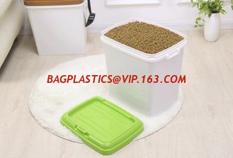 China food grade Pet Food Barrel,dog food bucket, Eco-friendly Metal Dog/cat Food Bucket With Scoop feed for poultry, barrel supplier