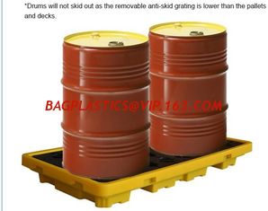 China Detachable plastic 4 drum oil spill pallet, 1300*660*150 mm 2 drum spill containment pallet, Nestable 2 drum spill conta supplier