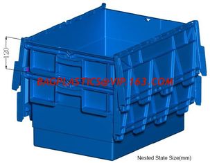 China Heavy duty stackable attached lid turnover box, Stackable and nestable plastic shipping tote box for storage or moving supplier