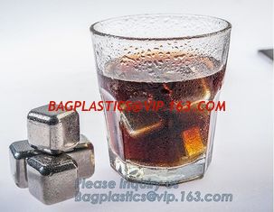 China 4pcs/set plastic box ice cube chilling stone set, FDA LFGB Stainless Steel Ice Cube Whisky Stone bar accessories, bageas supplier