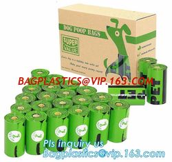 China Biodegradable Green Dog Poop Bag Bulk  with Free Baggie Bone Dispener, HDPE+D2W/EPI/Cornstarch to make the bags Biodegra supplier