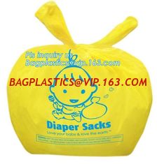 China Nappy Sacks, Biodegradable Compostable Scented High Quality HDPE Plastic Baby Nappy Sacks Baby Diaper Bags with Tie Hand supplier