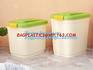 China wheelie plastic airtight set 3-piece pet food container, 20KG 53L pet food pp plastic box container for storage, bagease supplier