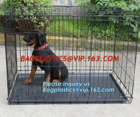 China Scratch Resistant and Bite Resistant Bold Foldable Pet Wire Dog Kennels Cages, Folding Steel Dog Cages With Plastic Tray supplier