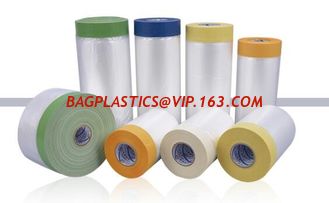 China auto paint pre-tape hand-masker pre-folded transparent masking, masking film with masking pre-taped cloth taped maskin supplier