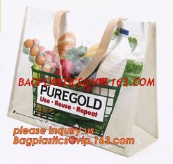 China Premium eco wholesale custom print laminated gold metallic polypropylene woven tote bag,grocery Fabric Tote PP Woven Sho supplier