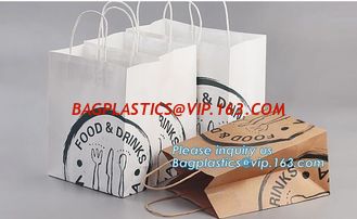 China fast food packaging grcoery brown kraft paper shopping carry bags with handles,take away fast food kraft paper bag, bage supplier