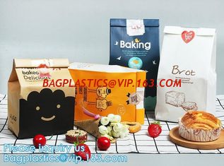 China Custom Printed PE Coated White/Brown Kraft Paper,Sandwich/Bread/Cookie Paper Bag,Takeaway stand up kraft paper bread bag supplier