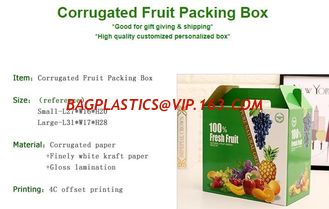 China corrugated fruit packing box, kraft paper, gloss lamination, offset printing, foldable box,flower cone,flowral packaging supplier