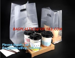 China Disposable cup carrier bag, carry bag, cup handle bag, handy bag, die cut bag, handle carry bag, grocery bag, bakery pac supplier