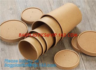 China Disposable kraft paper soup cup_Double wall disposable hot coffee kraft paper soup cup_Easy Take away cups lid spoon supplier