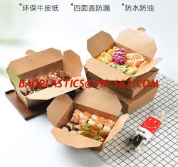 China Kraft Paper Lunch Box Disposable Salad Box Food takeaway Packaging Box,supply brown kraft paper lunch box with clear win supplier