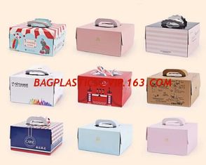 China Cake Box Cake Packaging Container Food Paper Gift Box with Handle cardboard box,Cheap Customized Paper Cardboard Birthda supplier